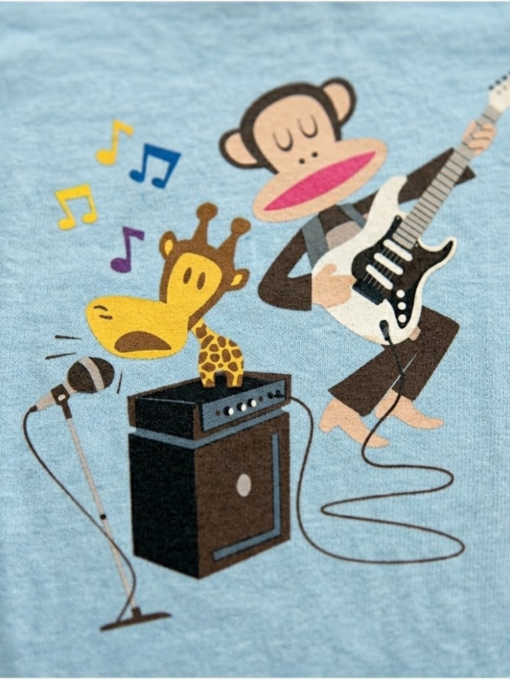 Cartoon Monkey & Giraffe - Light Blue - Picture 2 of 2